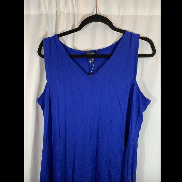 NWT Eileen Fisher V-Neck Jersey Fit &‎ Flare Dress - Picture 4 of 8